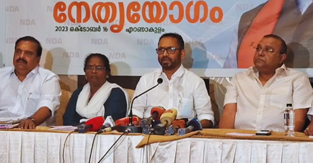 Untitled design - 1 BJP state president K Surendran during a press conference in Kochi on Monday. Photo: Screengrab/BJP Keralam