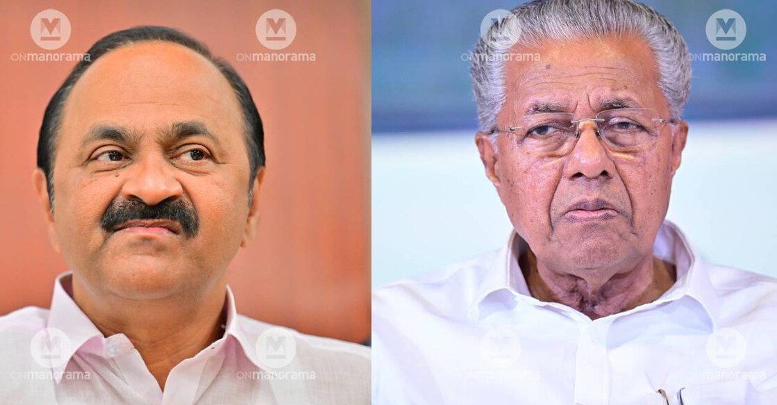 V D Satheesan and Pinarayi Vijayan. Photo: Manorama