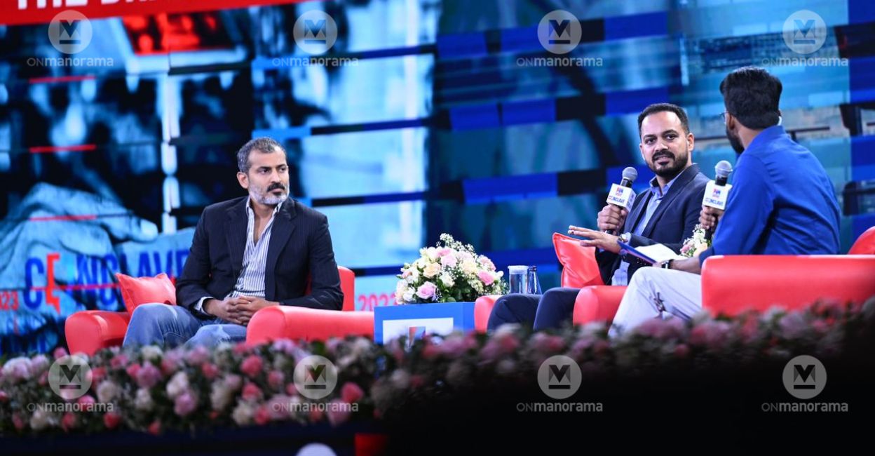 Ashok Mani and Vivek Venugopal, two young and successful Kerala-based entrepreneurs, during their panel discussion on 'Business in Kerala: The Brain Drain Question'. Photo: Robert Vinod/Manorama