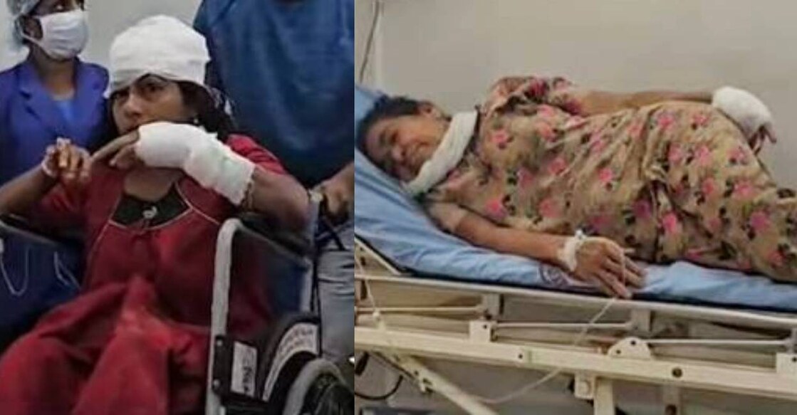 Bindu and her mother in hospital. Photo: Screengrab/ Manorama News