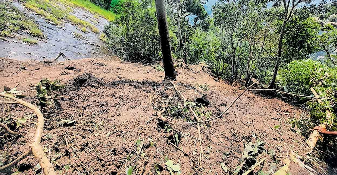 Pachadi A landslide was reported in Idukki's Nedumkandam after Third camp in Pachadi received heavy rain for more than 3 hours on Tuesday. Photo: Manorama