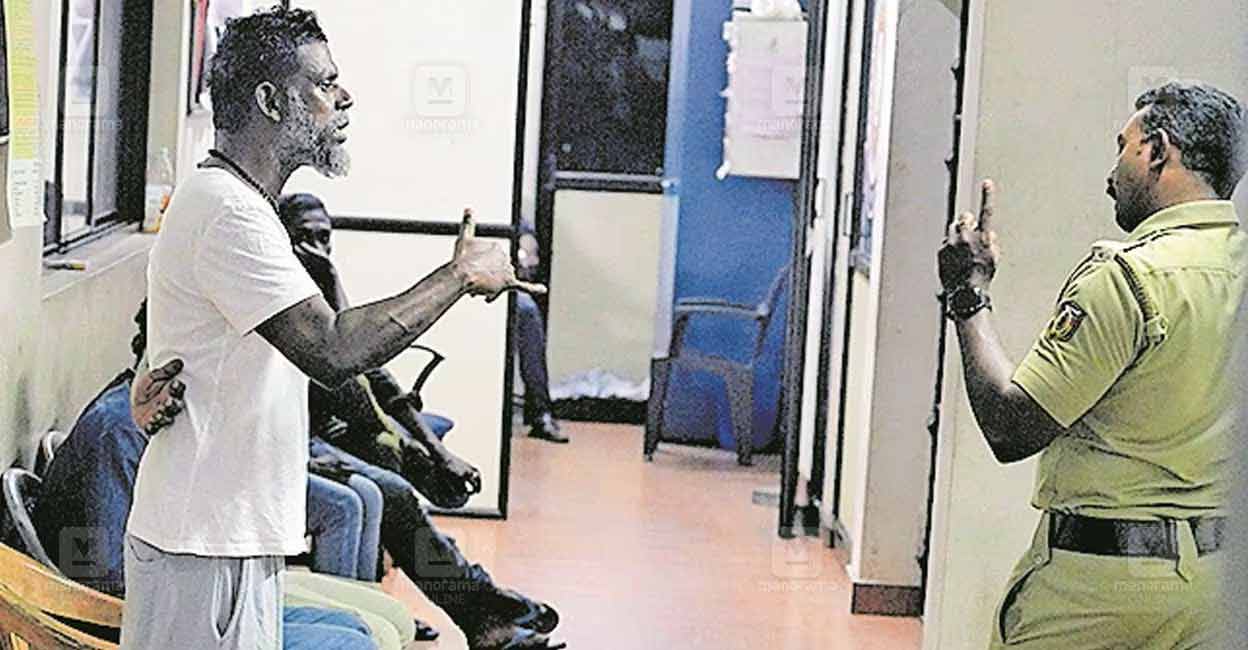 Actor Vinayakam at Ernakulam North police station. Photo: Manorama