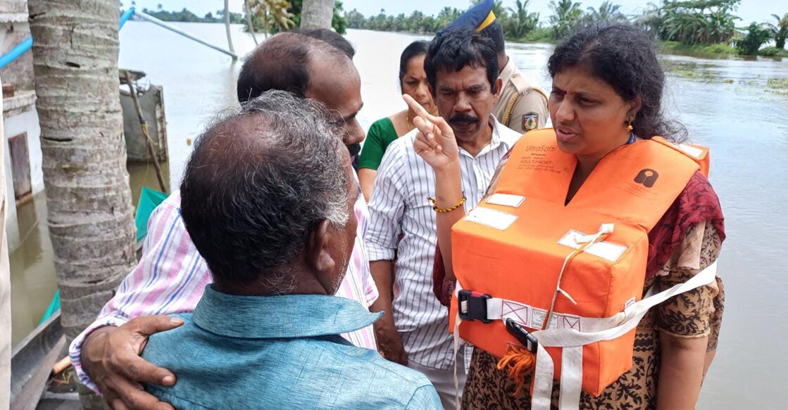 Former district collector Haritha V Kumar visited the site on July 10 and promised to rehabilitate Gopikuttan, allotting him new land and a house nearby. Photo: Special Arrangement