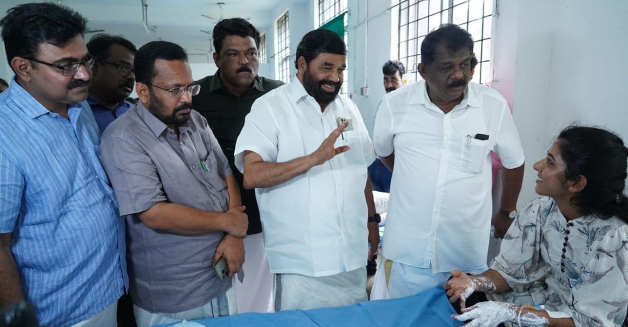 ministers-kalamassery Ministers VN Vasavan, Antony Raju and K Rajan at Kalamassery medical college. Photo: Special Arrangement