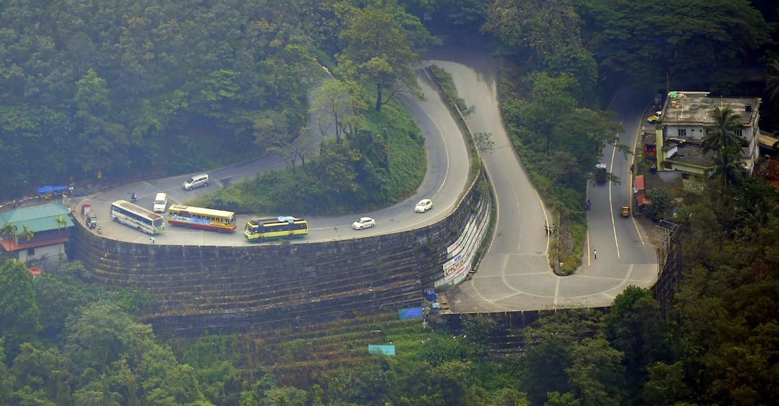 An aerial view of the Ghat Road connecting Wayanad and Kozhikode. File photo: Manorama