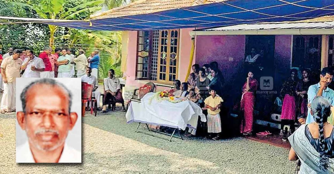 Relatives pay homage to Naduvath Subramanian at neighbour's home. Photo: Manorama