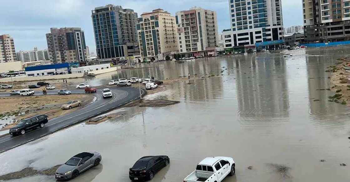 Waterlogged roads in Dubai's Muhaisnah region. Photo: Manorama