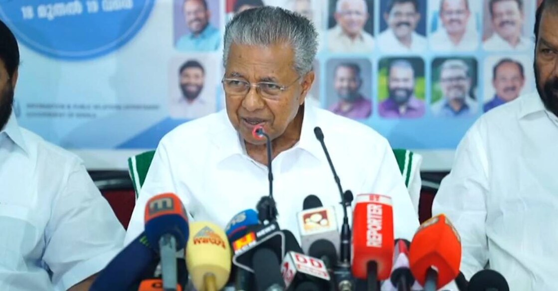 Chief Minister Pinarayi Vijayan addresses media in Kasaragod. Photo: Facebook. Pinarayi VIjayan