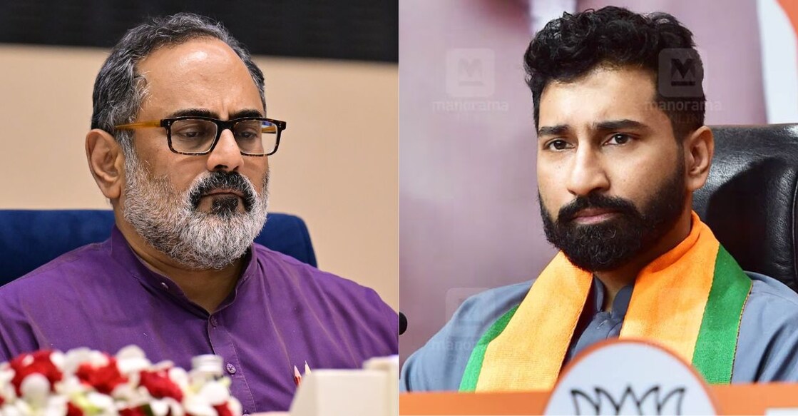 Union Minister Rajeev Chandrasekhar; BJP national secretary Anil Antony. Photo Collage: Canva