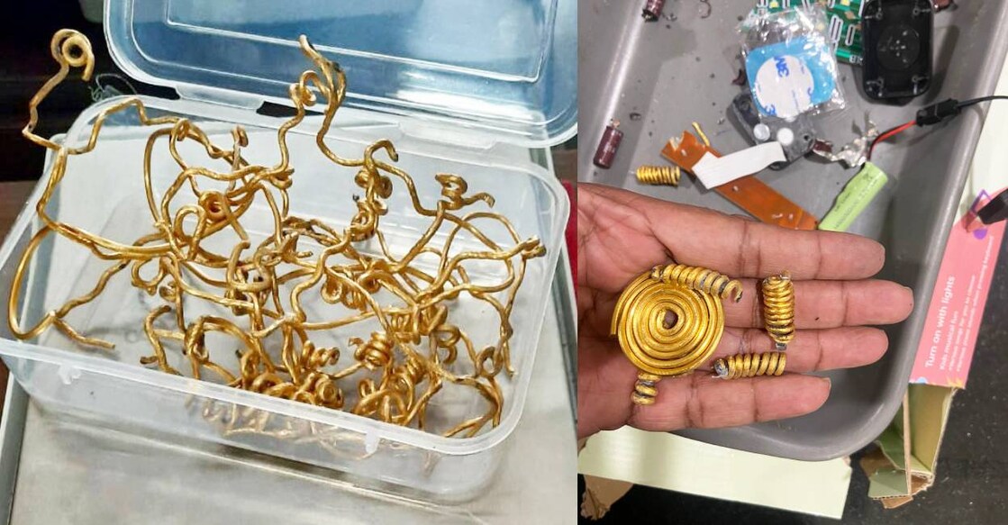 Gold found in coiled forms inside toys and electric devices. Photo: Special arrangement