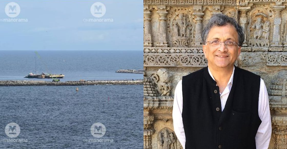 vizhinjam-guha-main Based on the JPS report, Ramachandra Guha analysed the Vizhinjam project along four broad dimensions. Photo: Vizhinjam Port (File Image) and Ramachandra Guha (Twitter/ @Ram_Guha)