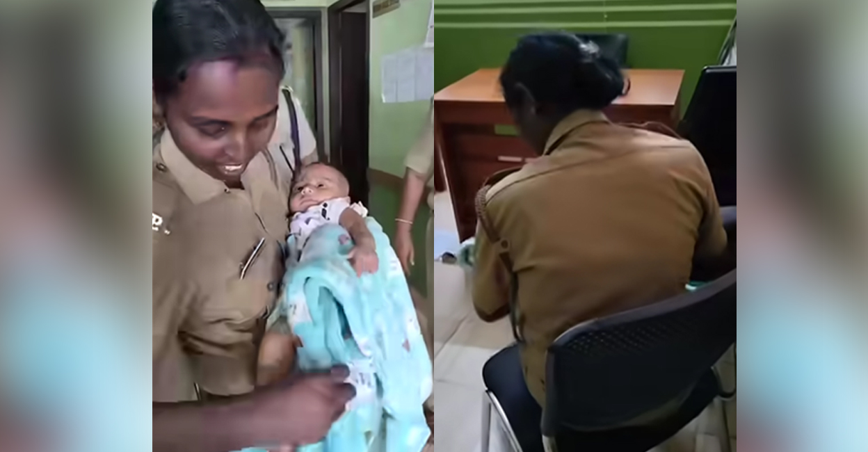 police-officer-breastfeed Civil police officer Arya Shylajan with the baby. Photo: Facebook/ Screengrab