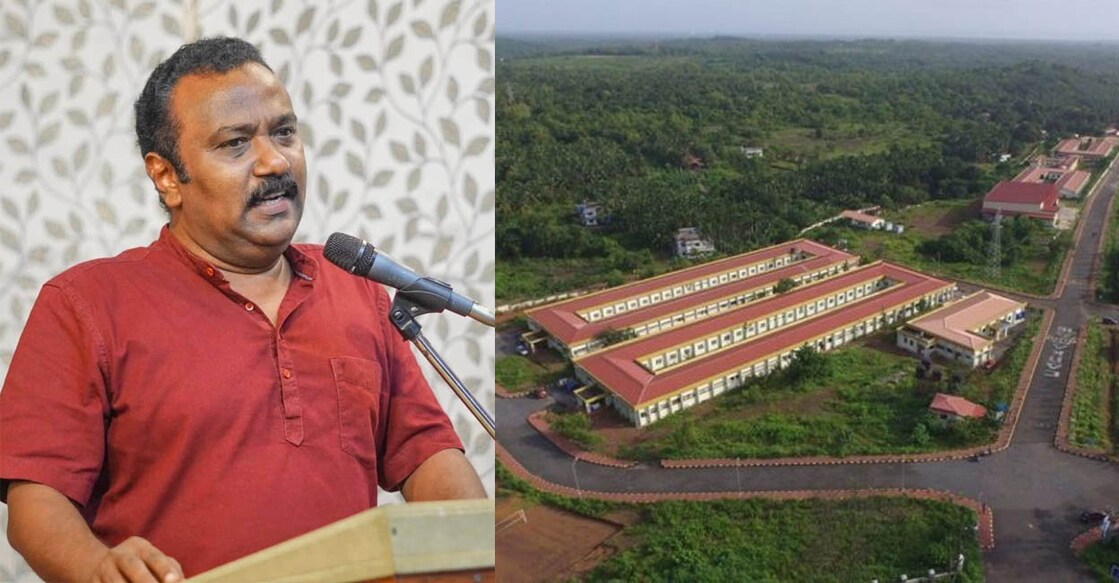 Assistant Prof Efthikar Ahamed B (left) and Central University of Kerala (right). Photo: Facebook and File Image