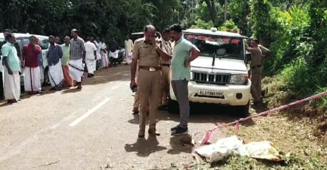 Police and public at the scene of crime at Nedumkandam in Idukki on Saturday. Photo: Special arrangement