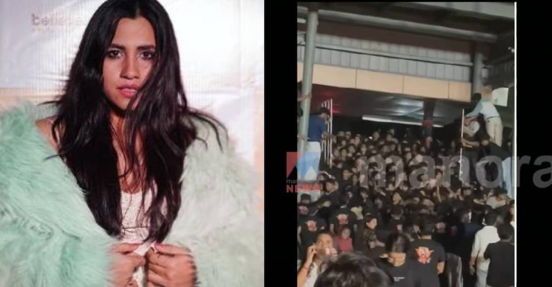 nikhita-gandhi-cusat-stampede Nikhita Gandhi (left), a view of the stampede in CUSAT (right). Photo: Instagram