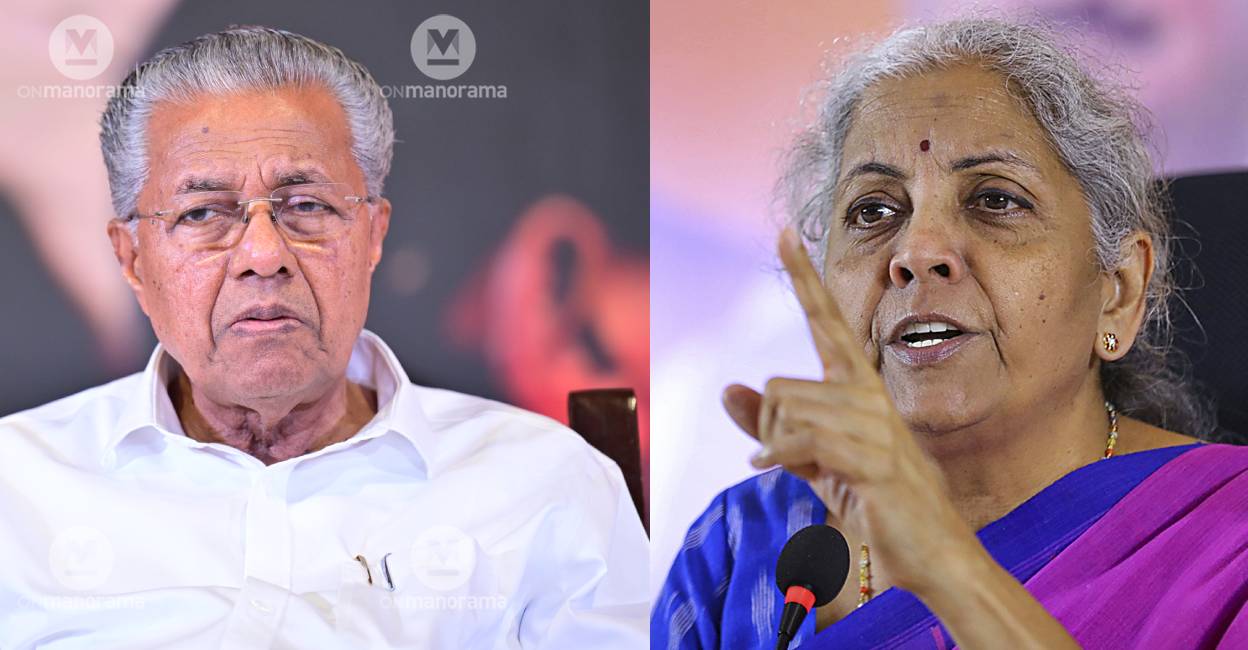 Pinarayi Vijayan and Nirmala Sitharaman. Photo: Manorama, PTI