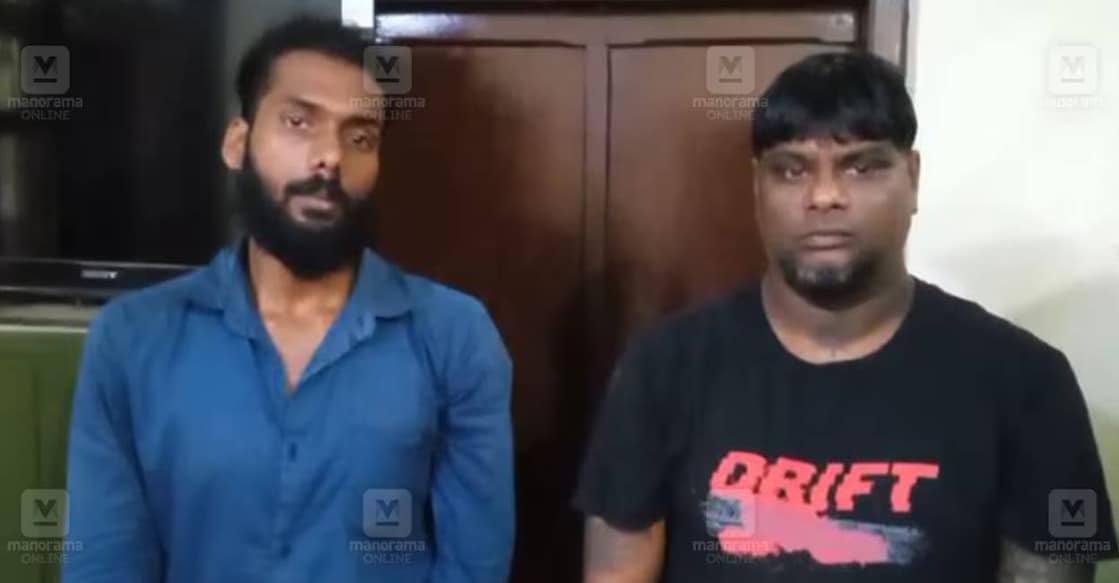 tattoo-studio-mdma Tatoo studio owner Majeendran and accomplice Shaun Aji. Photo: Manorama