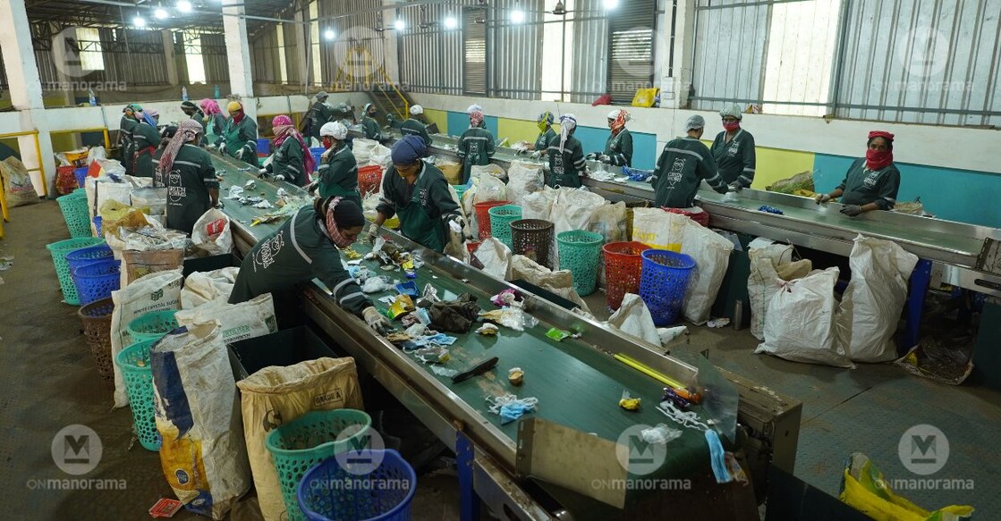 Women at work in the Green Worms Material Recovery Centre. Photo: Special Arrangement