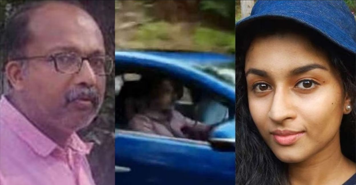 Padmakumar (left); the blue car which became decisive in finding the culprits; Anupama (right). Photo: Manorama Online