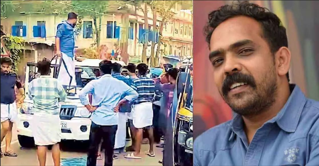 Nidhin Pullen hurls abuses at police officers after vandalising their jeep; Nidhin Pullen. Photo: Facebook