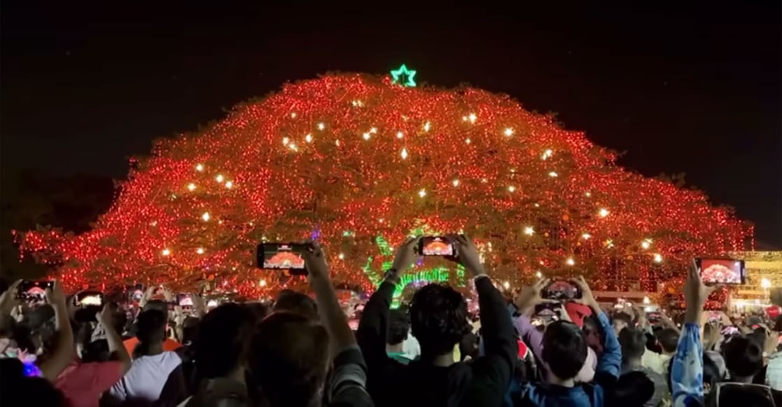 A scene from Fort Kochi during Christmas celebrations. Photo: Screengrab/Facebook/@HibiEden