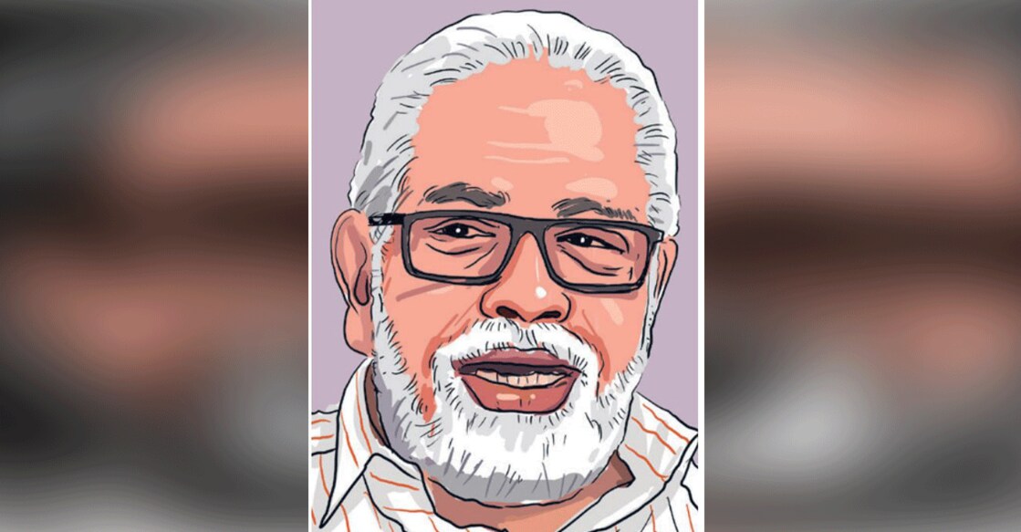A caricature of M Kunhaman. Art: Manorama
