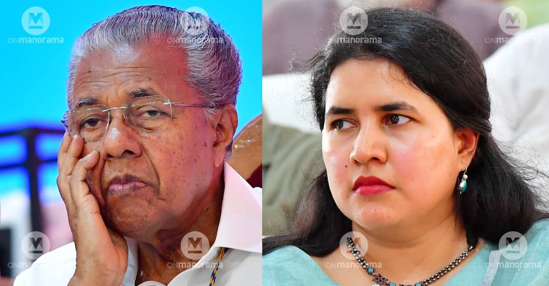 Chief Minister Pinarayi Vijayan and daughter Veena. Photo: Manorama