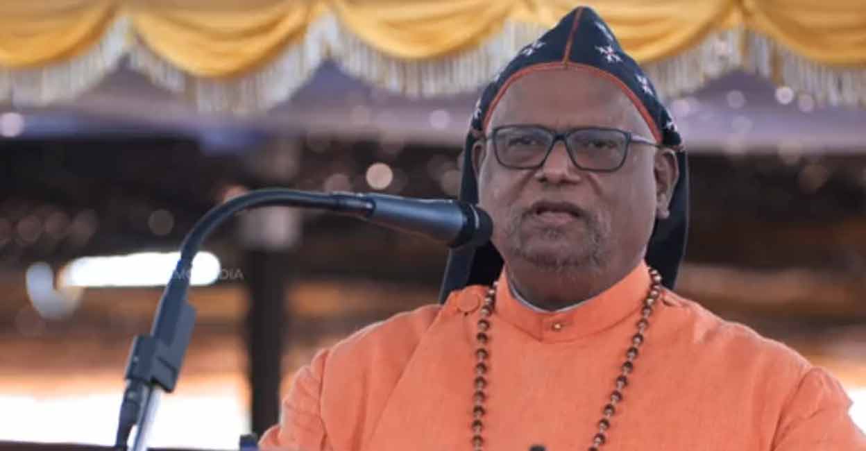 His Grace The Most Rev Dr Theodosius Mar Thomas Metropolitan addressing the inaugural meeting of the 128th Maramon Convention on Sunday. Photo: Screenshot/DSMC