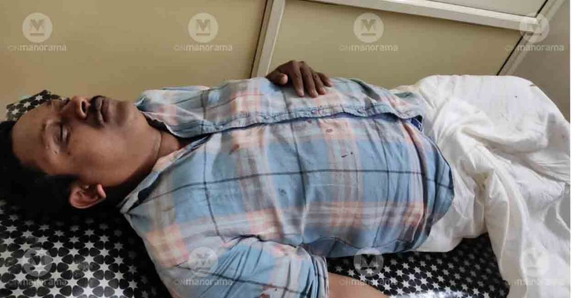 Martin George (31), the Kasaragod district Youth Congress secretary, is admitted to a hospital in Mangaluru with a blood clot on his head and a ruptured left ear.