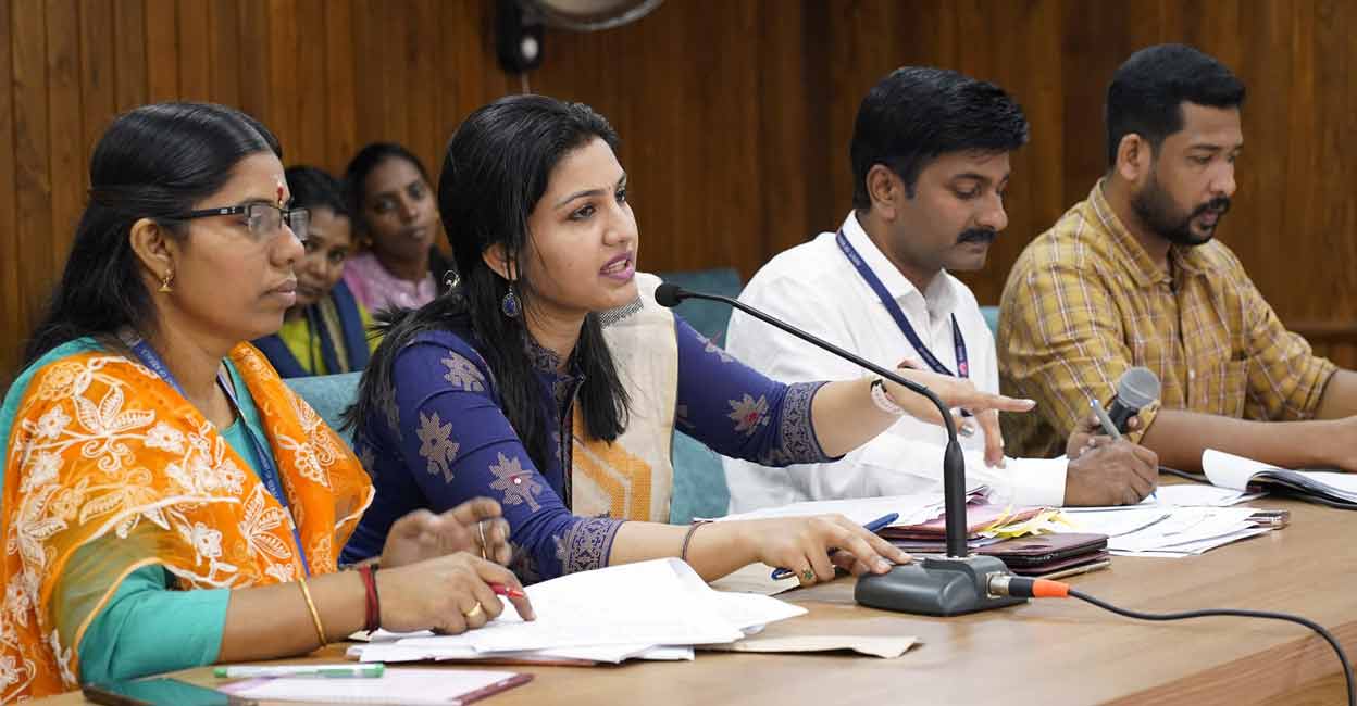 Ernakulam district collector Dr Renu Raj attends a meeting in the collectorate on Monday. Photo: Facebook/@dcekm