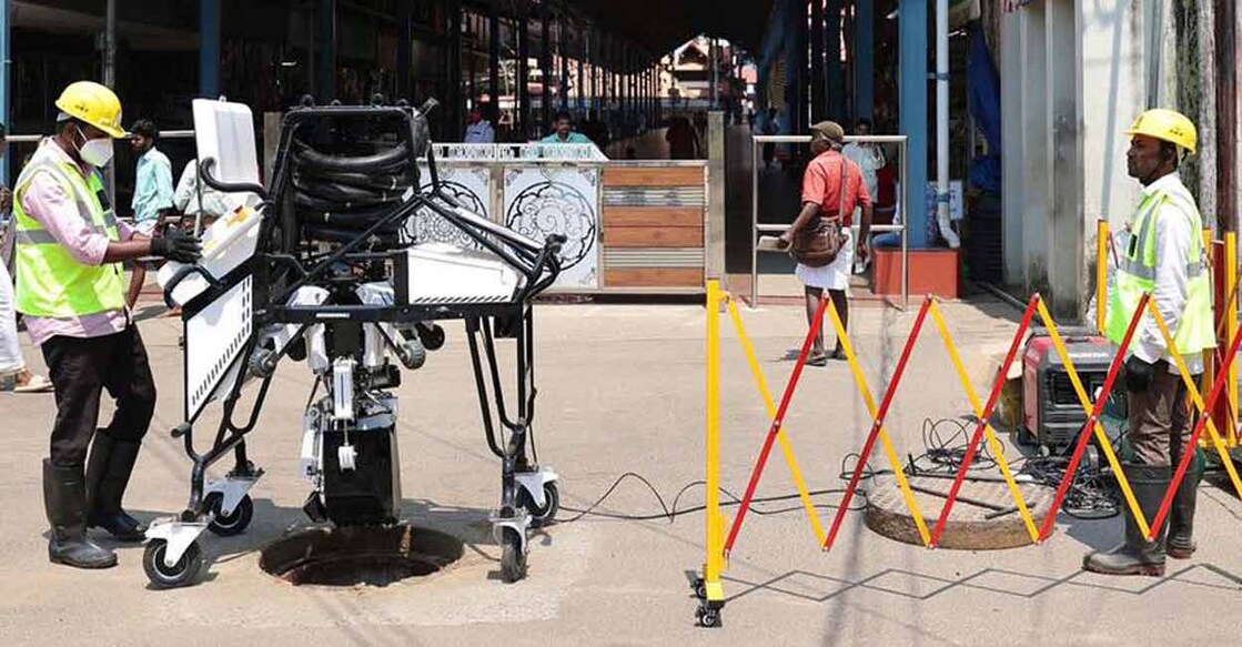 Bandicoot, a robotic scavenger, was introduced in Guruvayur on Friday. Photo: Facebook/@roshyaugustineminister