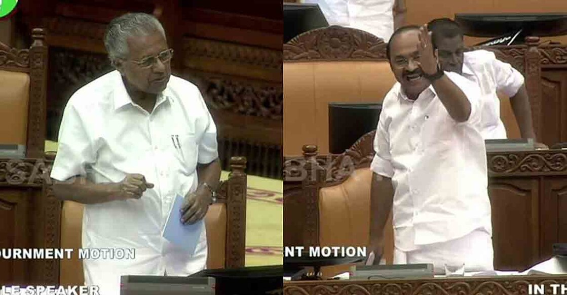 There were at least three occasions in the Assembly on Monday when he sought to remind members of how fearless he really is. Photo: Manorama. 
