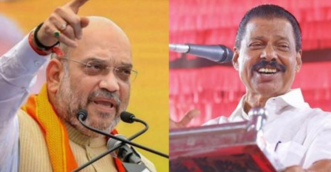 thrissur-main Amit Shah and M V Govindan. Photo: Manorama Online