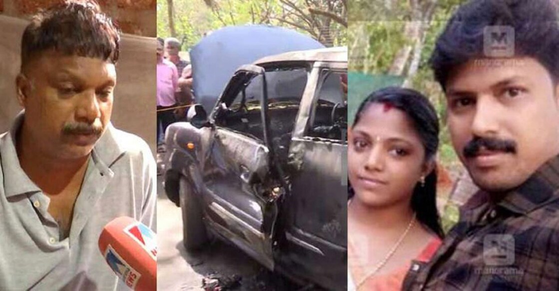Viswanathan (left) and T V Prajith and his wife K Reesha (right). Photo: Manorama Online
