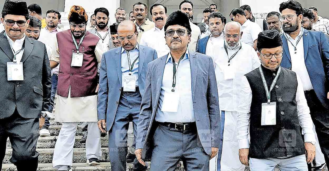 Muslim League leaders at the platinum jubilee meeting of the IUML in Chennai. Photo: Manorama