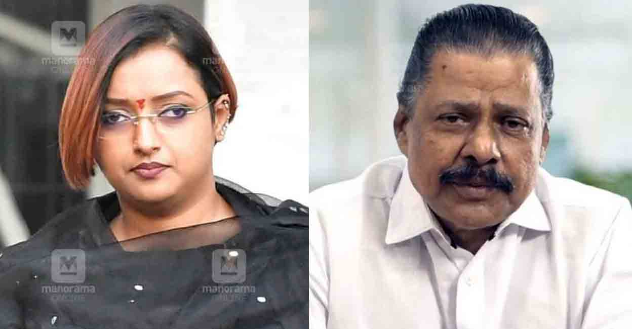 Swapna Suresh, M V Govindan. Photo: Manorama.