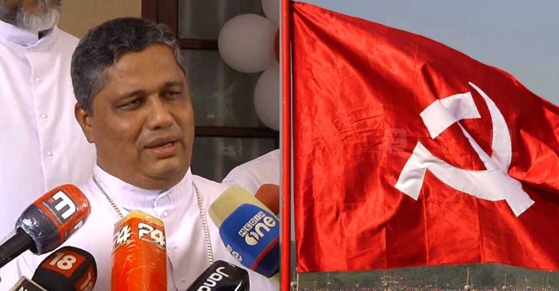 cpm-joseph-flag Thalassery Arch Bishop Mar Joseph Pamplany said that the Church would support the Central Government if it raises the price of rubber to Rs 300 per kg. Photo: Manorama