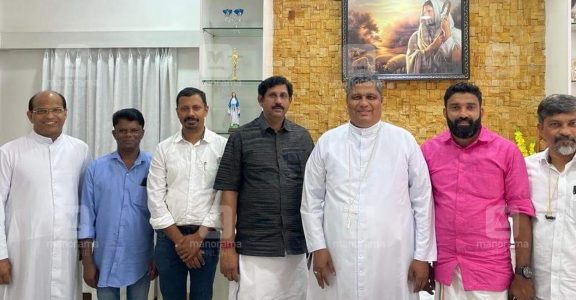 Thalassery Archbishop Mar Joseph Pamplani with BJP leaders. Thalassery Archbishop Mar Joseph Pamplani with BJP leaders.