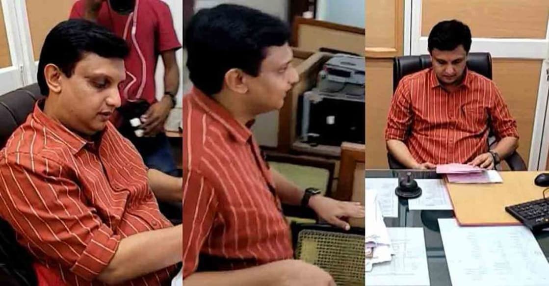 P A Mohammed Riyas conducting a surprise check at PWD Chief Architect's office on Thursday. Photo: Manorama