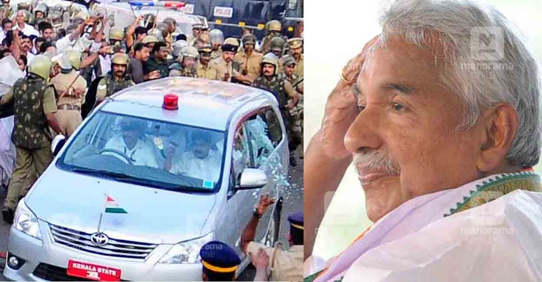 The incident happened in 2013 when stones were pelted at Oommen Chandy's car; former Chief Minister Oommen Chandy. Photo: Manorama