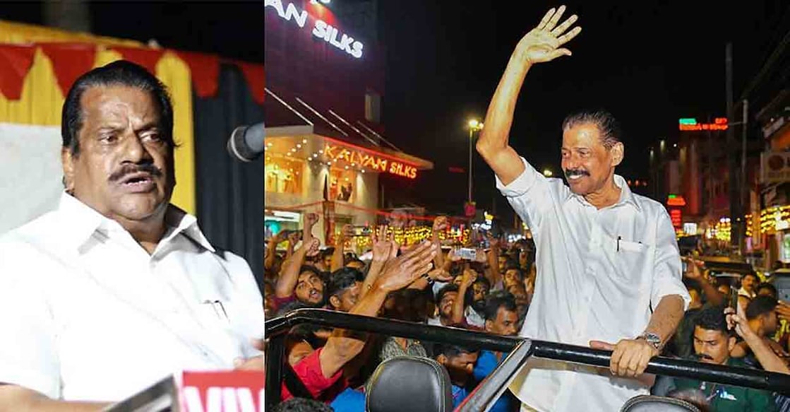 EP Jayarajan; MV Govindan during the procession. Photo: Manorama Online