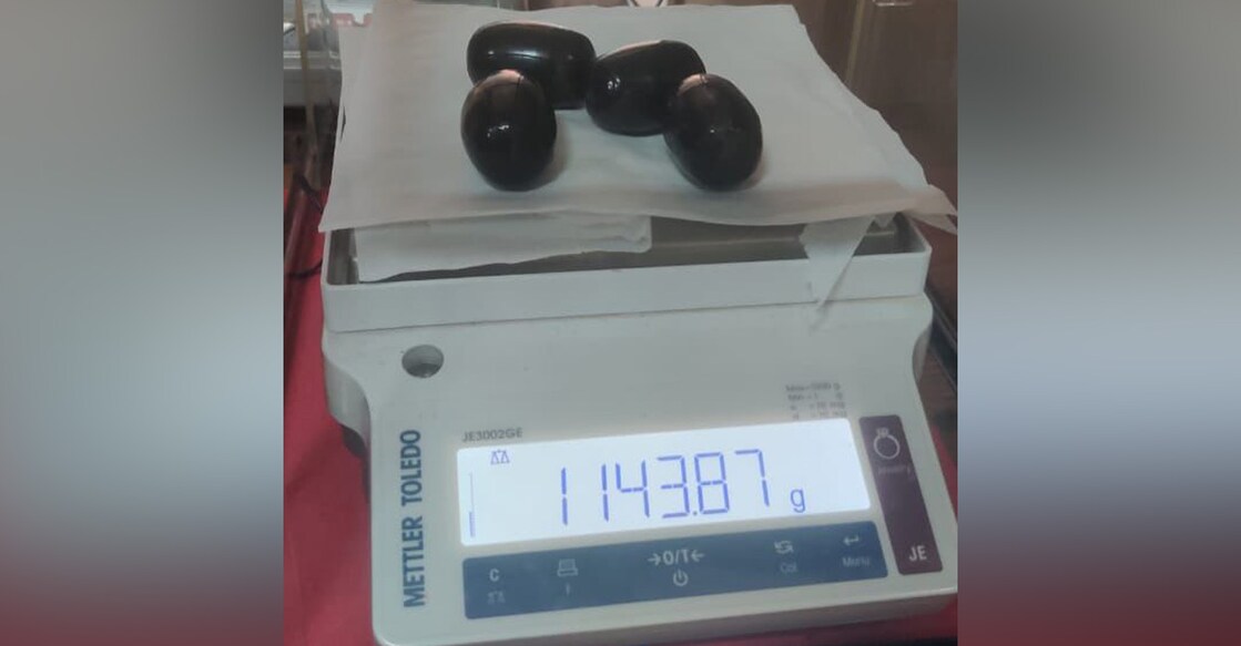 Four capsules of gold in compound form were seized from a Palakkad native. Photo: Customs Cochin