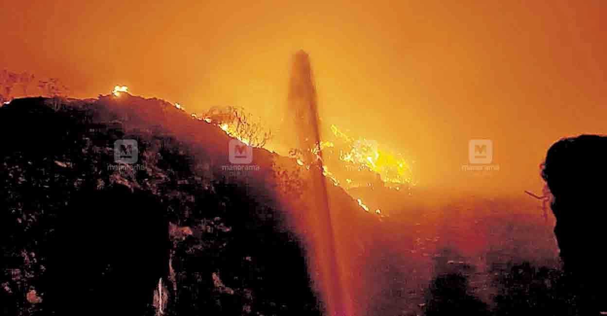 Brahmapuram Fire | (Photo - Manorama) Fire at Brahmapuram solid waste plant. Photo: Manorama