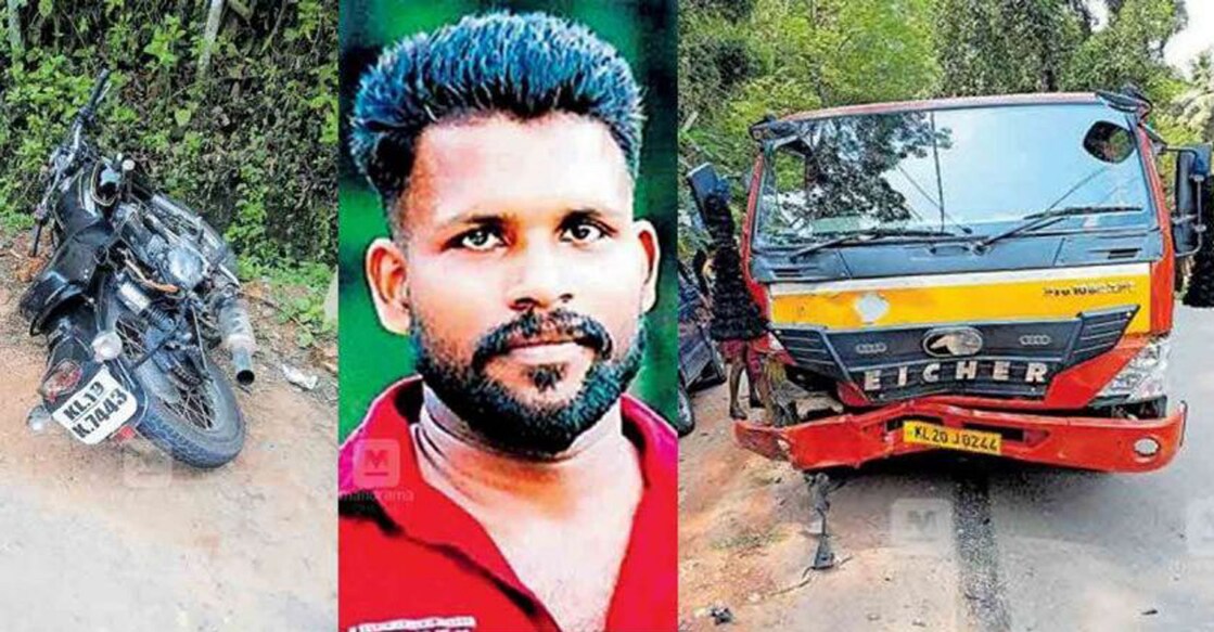 accident-main The accident spot (left) and Renjith (right). Photo: Manorama