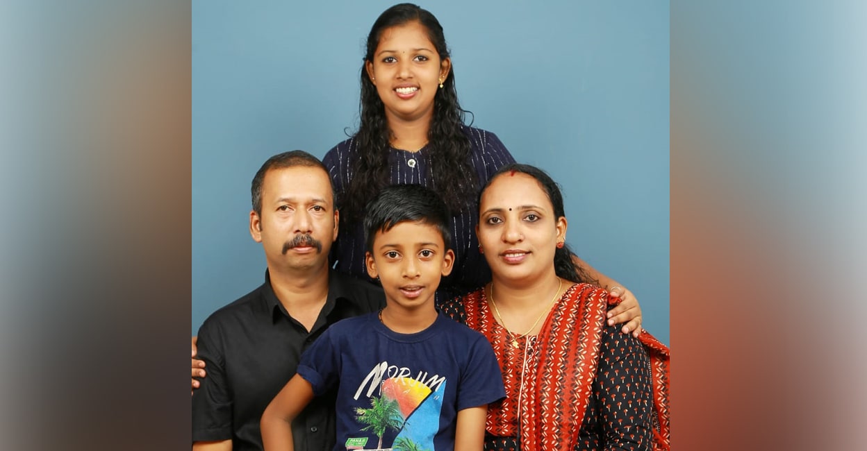 dinoy-add-2 Dinoy Thomas lives at Kaippadamugal, in the outskirts of Kochi city, with his wife Sheena, daughter Aleena and son Adorn. Photo: Special Arrangement