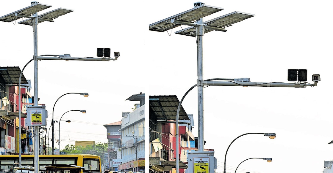 The Motor Vehicles Department has set up 726 artificial intelligence cameras on roads, including National and State Highways. Photo: Manorama