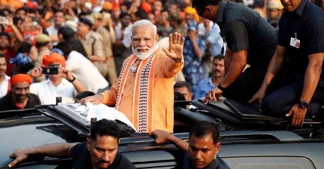 Prime Minister Narendra Modi at a roadshow. File photo: Reuters