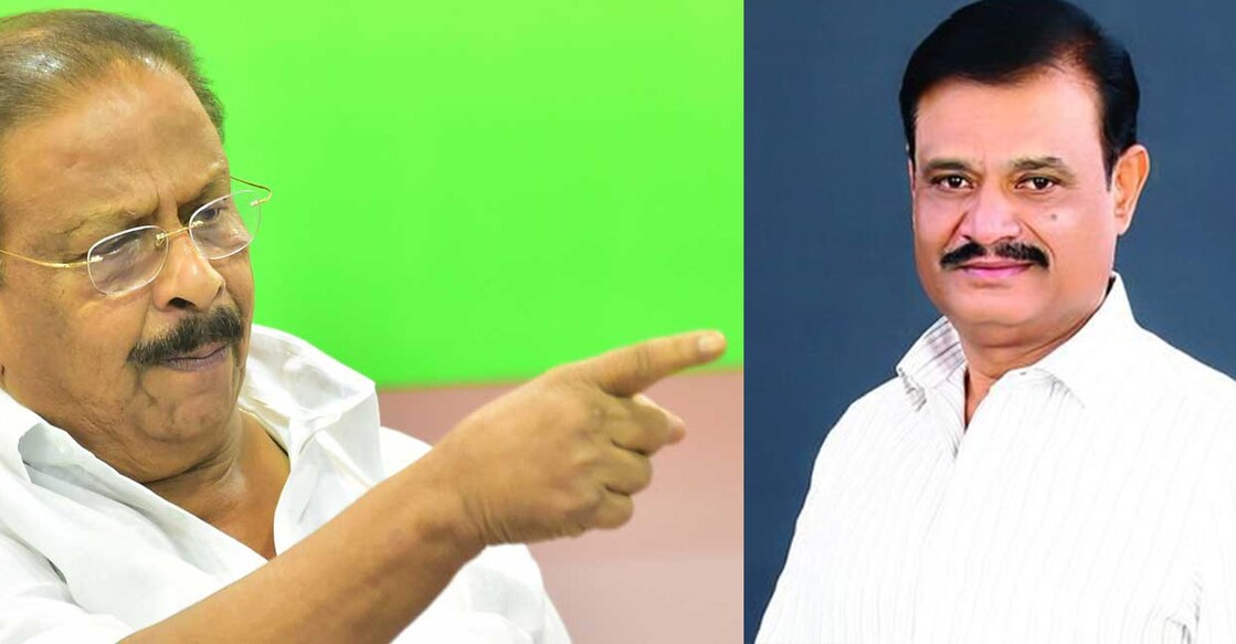 Sudhakaran (left) on Sunday shared on social media video clips of news reports wherein Munirathna is heard making remarks inciting violence against Christians. Photo: Manorama/Twitter/@MunirathnaMLA