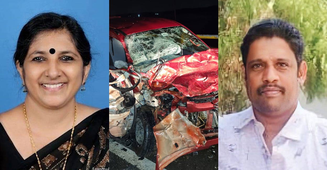 They were returning from Thiruvananthapuram after receiving an award for Mini's services in Homeopathy. Photo: Manorama News