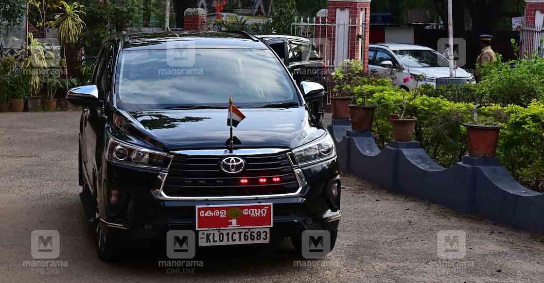 The flashlight installed on Chief Minister Pinarayi Vijayan's official vehicle. Photo: Manoj Chemancheri/Manorama